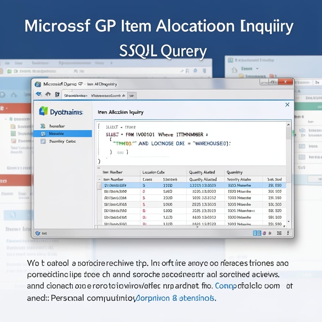 Microsoft GP Item Allocation Inquiry SQL Query: Precise Inventory Tracking Solution