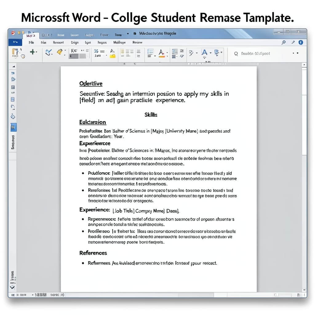 College Student Resume Template Microsoft Word: Downloadable Professional Design