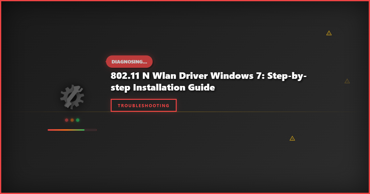 802.11 N WLAN Driver Windows 7: Step-by-Step Installation Guide