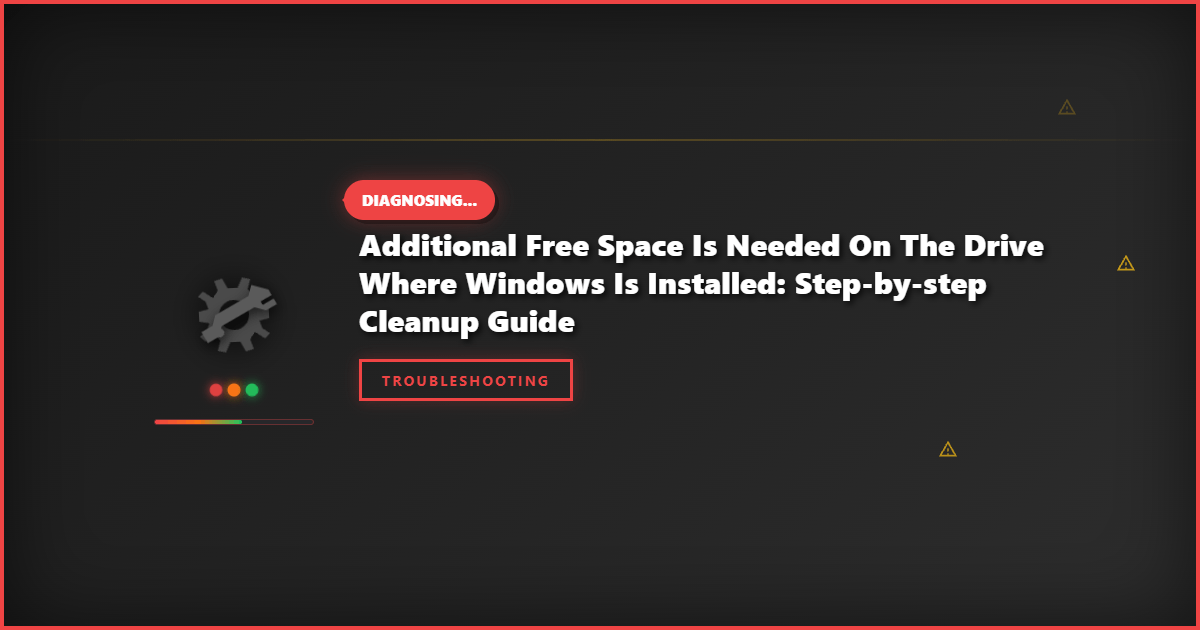 Additional Free Space Is Needed on the Drive Where Windows Is Installed: Step-by-Step Cleanup Guide