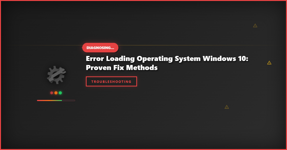 Error Loading Operating System Windows 10: Proven Fix Methods