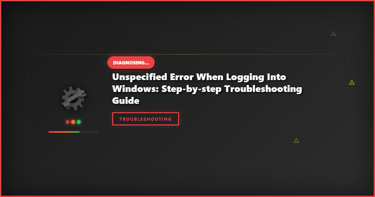 Unspecified Error When Logging Into Windows: Step-by-Step Troubleshooting Guide