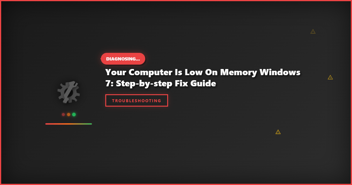 Your Computer Is Low on Memory Windows 7: Step-by-Step Fix Guide